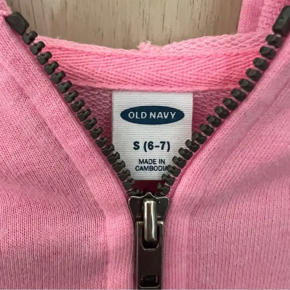 Old Navy Girls Pink Heart Zip Up Jacket
